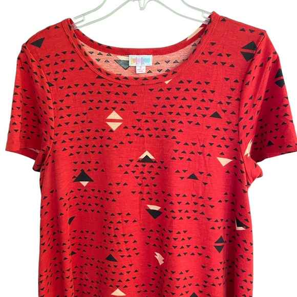 LULAROE Carly Dress Red Geometric High Low Hem Size SMALL - Picture 5 of 7
